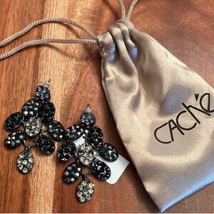 NWT Cache Dazzling Black and Silver Earrings